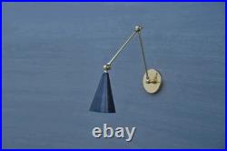 Mid-Century Brass Wall Sconce Italian Stilnovo Style Adjustable Arm Lamp