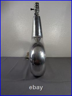 Mid Century MCM Art Deco Style Aluminum Ovoid Geometric Art Table Lamp Pair Set