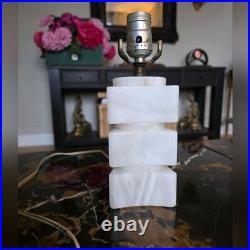Mid Century Modern Art Deco Vintage Ivory Alabaster Small Table Lamp 7