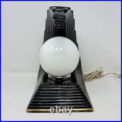 Mid Century Wave Over Moon Ceramic TV Globe Lamp Art Deco Vintage