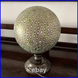 Millefiori Murano Glass Brass Lamp, Art Deco Italy, Gold, Red, And Green