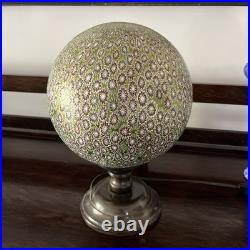 Millefiori Murano Glass Brass Lamp, Art Deco Italy, Gold, Red, And Green