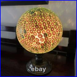 Millefiori Murano Glass Brass Lamp, Art Deco Italy, Gold, Red, And Green
