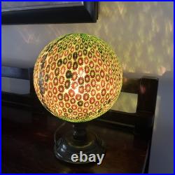Millefiori Murano Glass Brass Lamp, Art Deco Italy, Gold, Red, And Green