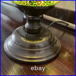 Millefiori Murano Glass Brass Lamp, Art Deco Italy, Gold, Red, And Green