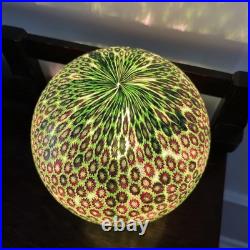 Millefiori Murano Glass Brass Lamp, Art Deco Italy, Gold, Red, And Green
