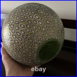 Millefiori Murano Glass Brass Lamp, Art Deco Italy, Gold, Red, And Green