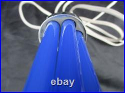 Modernist Art Deco Era Cobalt Blue Glass Chopsticks Lamp Adnet Petitot