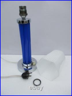 Modernist Art Deco Era Cobalt Blue Glass Chopsticks Lamp Adnet Petitot
