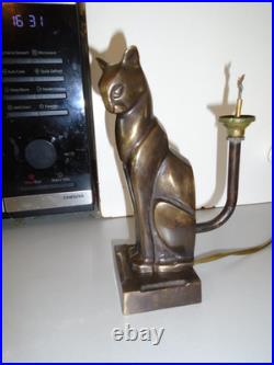 Moreau Hippolyte Lamp Base Cubist Cat. All Equip. Art Deco 1930