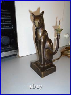 Moreau Hippolyte Lamp Base Cubist Cat. All Equip. Art Deco 1930