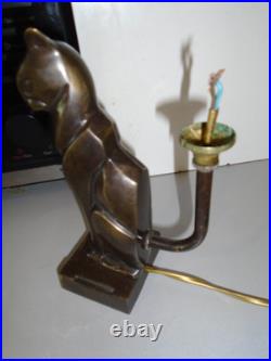 Moreau Hippolyte Lamp Base Cubist Cat. All Equip. Art Deco 1930