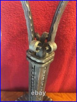 Muller Frères Luneville Important Peacock Lamp Wrought Iron Art Deco 1930