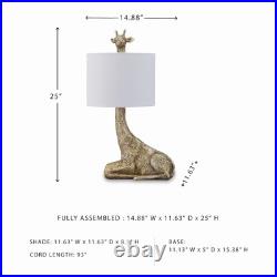 NEW Anthropologie Large Gold Boho Giraffe Table Lamp Lighting Art Deco Set 25