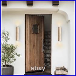 Natural Yellow Travertine Wall Lamp, 11H Long Linear Stone Wall Sconce with