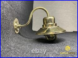 Nautical Antique Style Old Brass Swan Neck Wall Sconce Light with Shade Cap