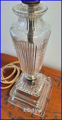 New York 1940's Art Deco Cut Glass Form Table Lamp Paul Hanson Style