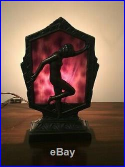 Nude Lady Accent Lamp Slag Glass Art Deco Nouveau 9 H x 5 ¾ W