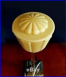ORIGINAL 1930s ART DECO TABLE DESK LAMP CHROME STEM. GLASS GLOBE SHADE