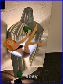 OUTSTANDING POP ART COCKTAIL MARTINI GLASS w ART DECO GIRL BAR LAMP WALL SCONCE