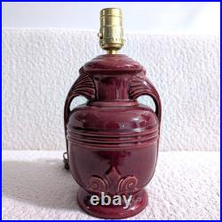 OXBLOOD RED Art Deco Pottery Lamp Working Ceramic Table Lamp Vintage