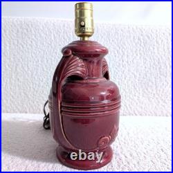 OXBLOOD RED Art Deco Pottery Lamp Working Ceramic Table Lamp Vintage