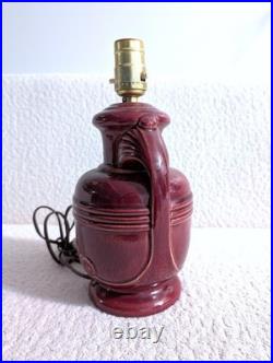 OXBLOOD RED Art Deco Pottery Lamp Working Ceramic Table Lamp Vintage