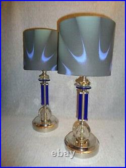 Ol' Blue Eyes 1930's Art Deco Machine Age Cobalt Blue Lamps