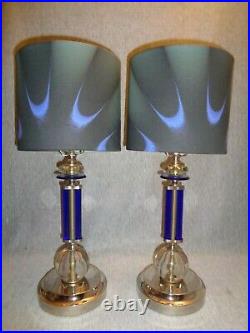 Ol' Blue Eyes 1930's Art Deco Machine Age Cobalt Blue Lamps