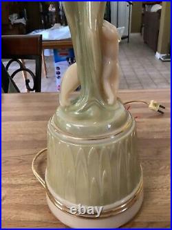 Old Original Art Deco Nude Woman With Dog Figurine Alacite Aladdin Lamp