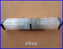 Old Vintage Art Deco Skyscraper Brass & Glass Rod Ship Light Wall Sconces Lamp