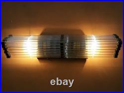 Old Vintage Art Deco Skyscraper Brass & Glass Rod Ship Light Wall Sconces Lamp