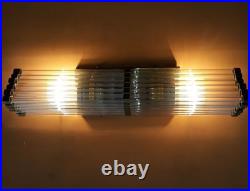 Old Vintage Art Deco Skyscraper Brass & Glass Rod Ship Light Wall Sconces Lamp