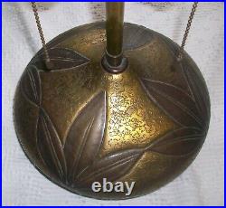 Olive Kooken Antique Arts & Crafts Art Deco Brown Leaf Golden Ceramic Lamp Base