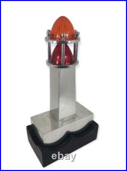 One Of A Kind Art Deco Machine Age Chrome / Wood Lighthouse Table Lamp Light