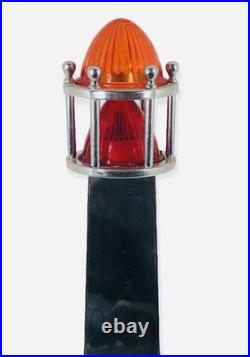 One Of A Kind Art Deco Machine Age Chrome / Wood Lighthouse Table Lamp Light