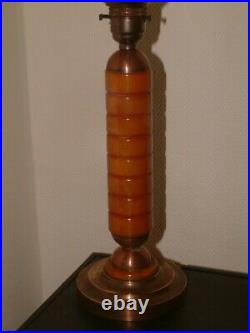 Orange Catalin Phenolic Bakelite Antique Metal Art Deco Lamp Lampe Rare Shade