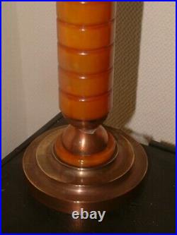 Orange Catalin Phenolic Bakelite Antique Metal Art Deco Lamp Lampe Rare Shade