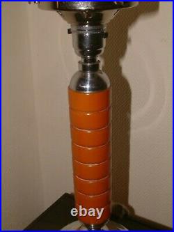 Orange Catalin Phenolic Bakelite Chrome Art Deco Lamp Lampe Rare Shade
