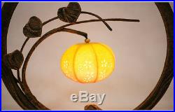 Oriental Paper Lantern Lampshade Shade Table Art Nouveau Deco Accent Yellow Lamp