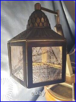 Original 1930s Art Deco Wood & Brass Lampshade with Rhodoid Plates