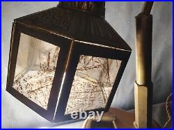 Original 1930s Art Deco Wood & Brass Lampshade with Rhodoid Plates