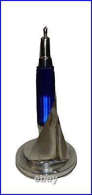 Original 1930s Cobalt Glass & Chrome Sailboat Art Deco Lamp