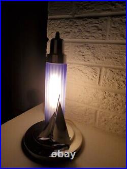 Original 1930s Cobalt Glass & Chrome Sailboat Art Deco Lamp