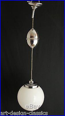 Original ART DECO Zuglampe Opalglas Lampe Chrom Hängelampe Ø 20 cm