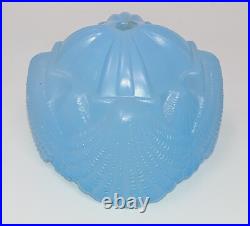 Original Antique Art Deco Glass Boudoir Table Lamp Trinket Dish Blue Rare Unique