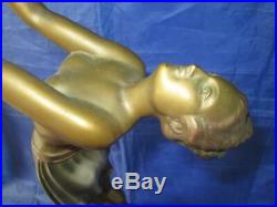 Original Art Deco 1920`s Figural Nude Lady Lamp with Tiered Marble Base