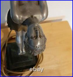 Original Art Deco 1920`s Molins Balleste Lady Lamp with Tiered Marble Base VGC
