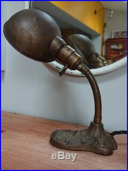 Original Art Deco 1930's Desk Lamp with Flexible Goose Neck metal industrial old
