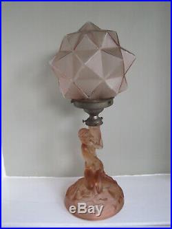 Original Art Deco Scandinavian Walther and Sohne Glass Lady Lamp, Star Shade JL